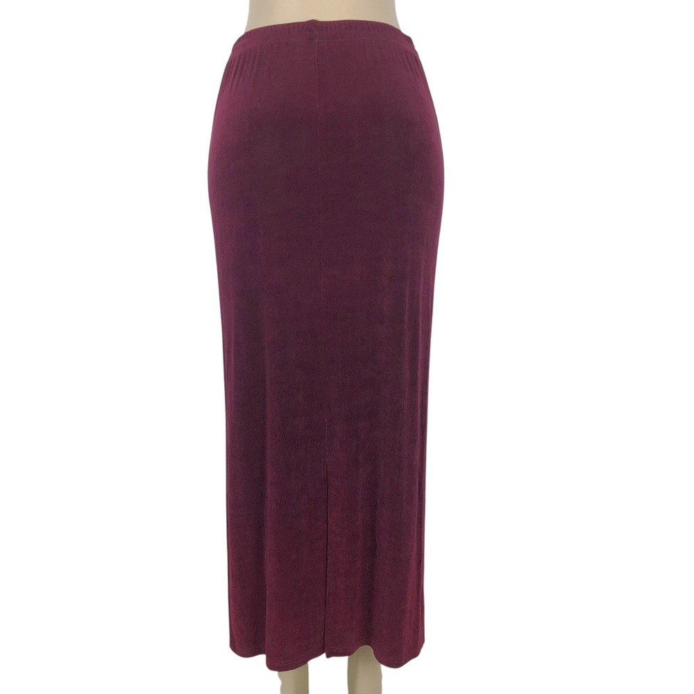 Vintage A Touch of Class Knit Slinky Maxi Skirt Size S/M Whimsigoth 90s Burgundy - Picture 6 of 10